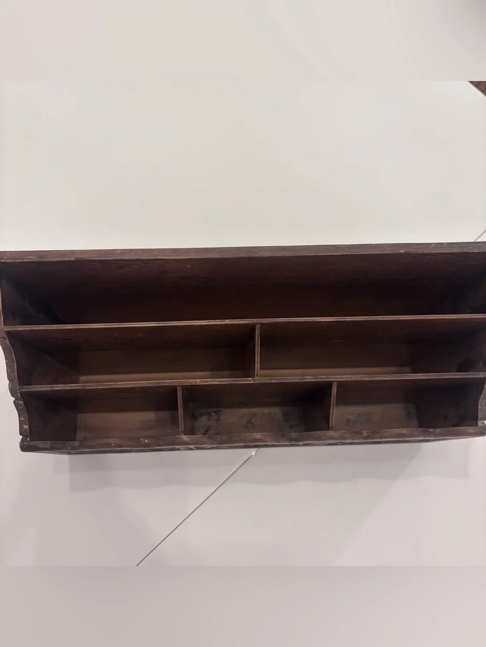Hand-Carved Wooden Multi-Compartment Organizer - Dark Brown